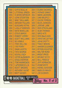 1992-93 Topps #396 Checklist 2: 298-396 Front