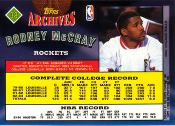 1992-93 Topps Archives #38 Rodney McCray Back