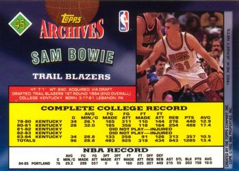 1992-93 Topps Archives #45 Sam Bowie Back