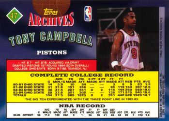 1992-93 Topps Archives #47 Tony Campbell Back