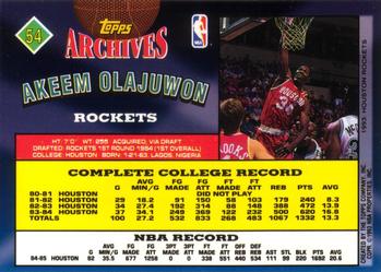 1992-93 Topps Archives #54 Akeem Olajuwon Back