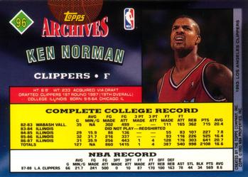 1992-93 Topps Archives #96 Ken Norman Back