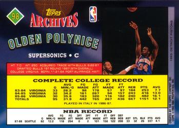 1992-93 Topps Archives #98 Olden Polynice Back