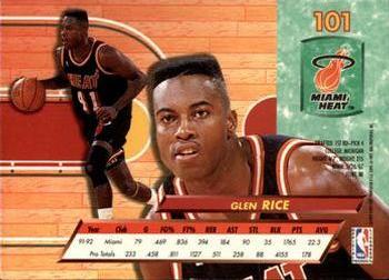 1992-93 Ultra #101 Glen Rice Back