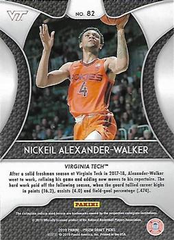 2019 Panini Prizm Draft Picks #82 Nickeil Alexander-Walker Back