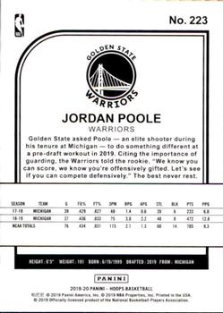2019-20 Hoops #223 Jordan Poole Back