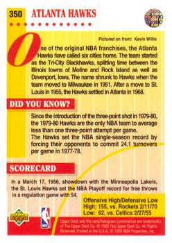 1992-93 Upper Deck #350 Atlanta Hawks Back