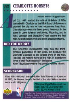 1992-93 Upper Deck #352 Charlotte Hornets Back
