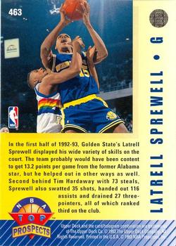 1992-93 Upper Deck #463 Latrell Sprewell Back