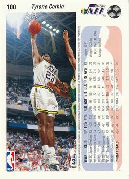 1992-93 Upper Deck #100 Tyrone Corbin Back