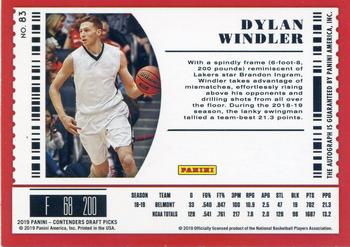 2019 Panini Contenders Draft Picks - Diamond Ticket #83 Dylan Windler Back