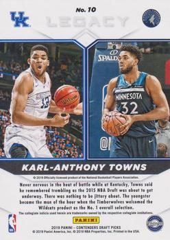 2019 Panini Contenders Draft Picks - Legacy #10 Karl-Anthony Towns Back