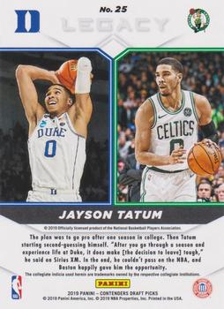 2019 Panini Contenders Draft Picks - Legacy #25 Jayson Tatum Back