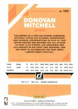 2019-20 Donruss #193 Donovan Mitchell Back