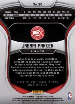 2019-20 Panini Certified #20 Jabari Parker Back