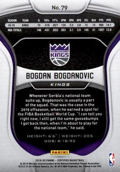 2019-20 Panini Certified #79 Bogdan Bogdanovic Back
