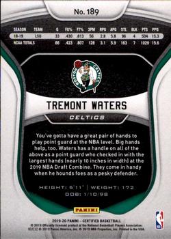 2019-20 Panini Certified #189 Tremont Waters Back