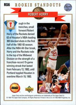 1992-93 Upper Deck - Rookie Standouts #RS6 Robert Horry Back