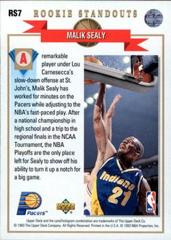1992-93 Upper Deck - Rookie Standouts #RS7 Malik Sealy Back