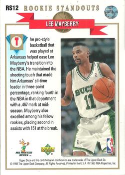 1992-93 Upper Deck - Rookie Standouts #RS12 Lee Mayberry Back