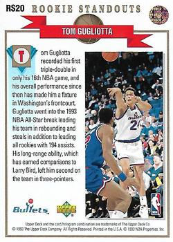 1992-93 Upper Deck - Rookie Standouts #RS20 Tom Gugliotta Back