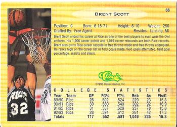 1993 Classic Draft Picks #66 Brent Scott Back