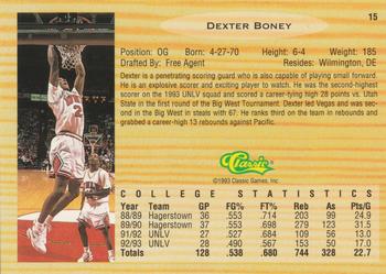 1993 Classic Draft Picks #15 Dexter Boney Back