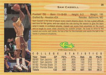 1993 Classic Draft Picks #20 Sam Cassell Back