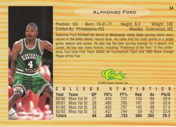 1993 Classic Draft Picks #34 Alphonso Ford Back