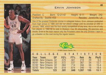 1993 Classic Draft Picks #46 Ervin Johnson Back