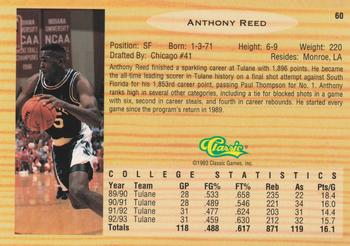 1993 Classic Draft Picks #60 Anthony Reed Back