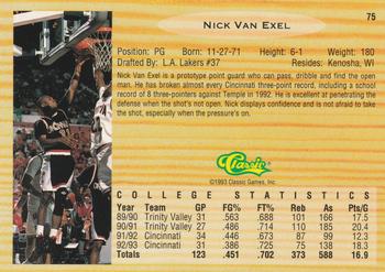1993 Classic Draft Picks #75 Nick Van Exel Back
