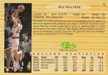 1993 Classic Draft Picks #77 Rex Walters Back