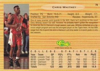 1993 Classic Draft Picks #79 Chris Whitney Back