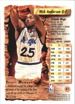 1993-94 Finest #81 Nick Anderson Back