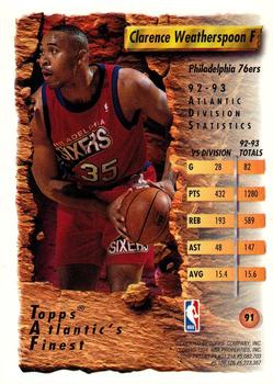 1993-94 Finest #91 Clarence Weatherspoon Back
