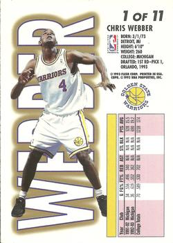 1993-94 Fleer - 1993 NBA Draft Lottery Pick Exchange #1 Chris Webber Back