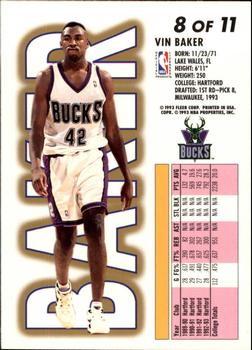 1993-94 Fleer - 1993 NBA Draft Lottery Pick Exchange #8 Vin Baker Back