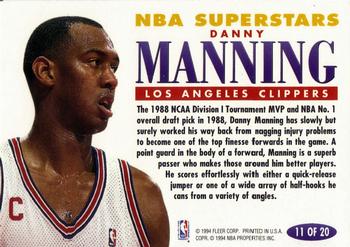 1993-94 Fleer - NBA Superstars #11 Danny Manning Back
