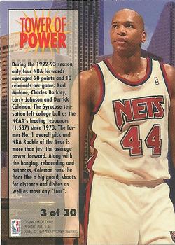 1993-94 Fleer - Towers of Power #3 Derrick Coleman Back