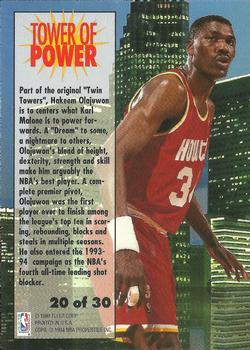 1993-94 Fleer - Towers of Power #20 Hakeem Olajuwon Back