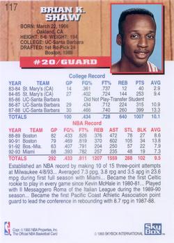 1993-94 Hoops #117 Brian Shaw Back