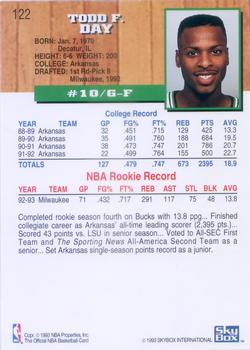 1993-94 Hoops #122 Todd Day Back