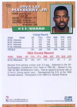 1993-94 Hoops #125 Lee Mayberry Back