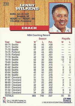 1993-94 Hoops #230 Lenny Wilkens Back