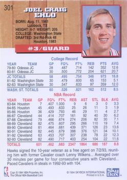 1993-94 Hoops #301 Craig Ehlo Back