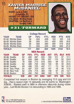 1993-94 Hoops #15 Xavier McDaniel Back