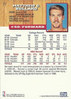 1993-94 Hoops #77 Matt Bullard Back