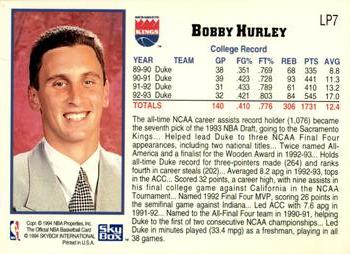 1993-94 Hoops - 1993 NBA Draft Lottery Pick Exchange #LP7 Bobby Hurley Back