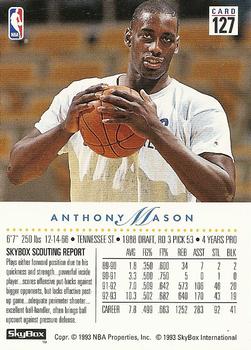 1993-94 SkyBox Premium #127 Anthony Mason Back